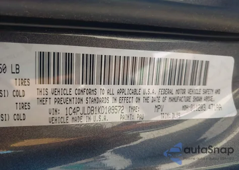 2019 Jeep Cherokee Limited Fwd from USA, damaged, VIN 1C4PJLDB1KD109572